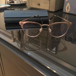 Warby Parker style: Blair gold cat eye blue light lens glass. No prescription